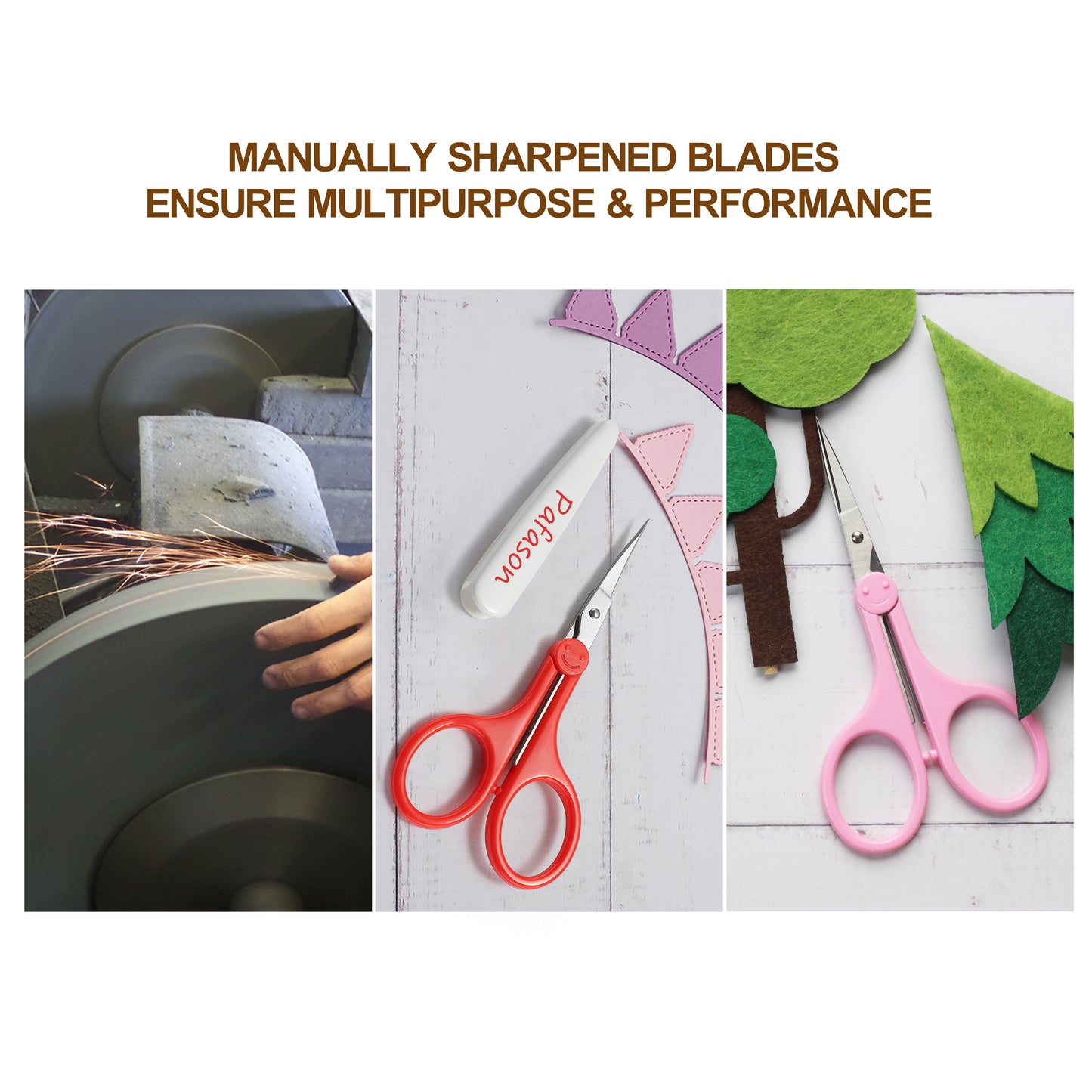 PAFASON 4" Stainless Steel Detail Craft Scissors Set with Straight & Curved Precise Tips & TSA Complied Ideal for Scrapbooking, Paper Yarn Thread Fabric Cutting Sewing Quilting Embroidery Knitting