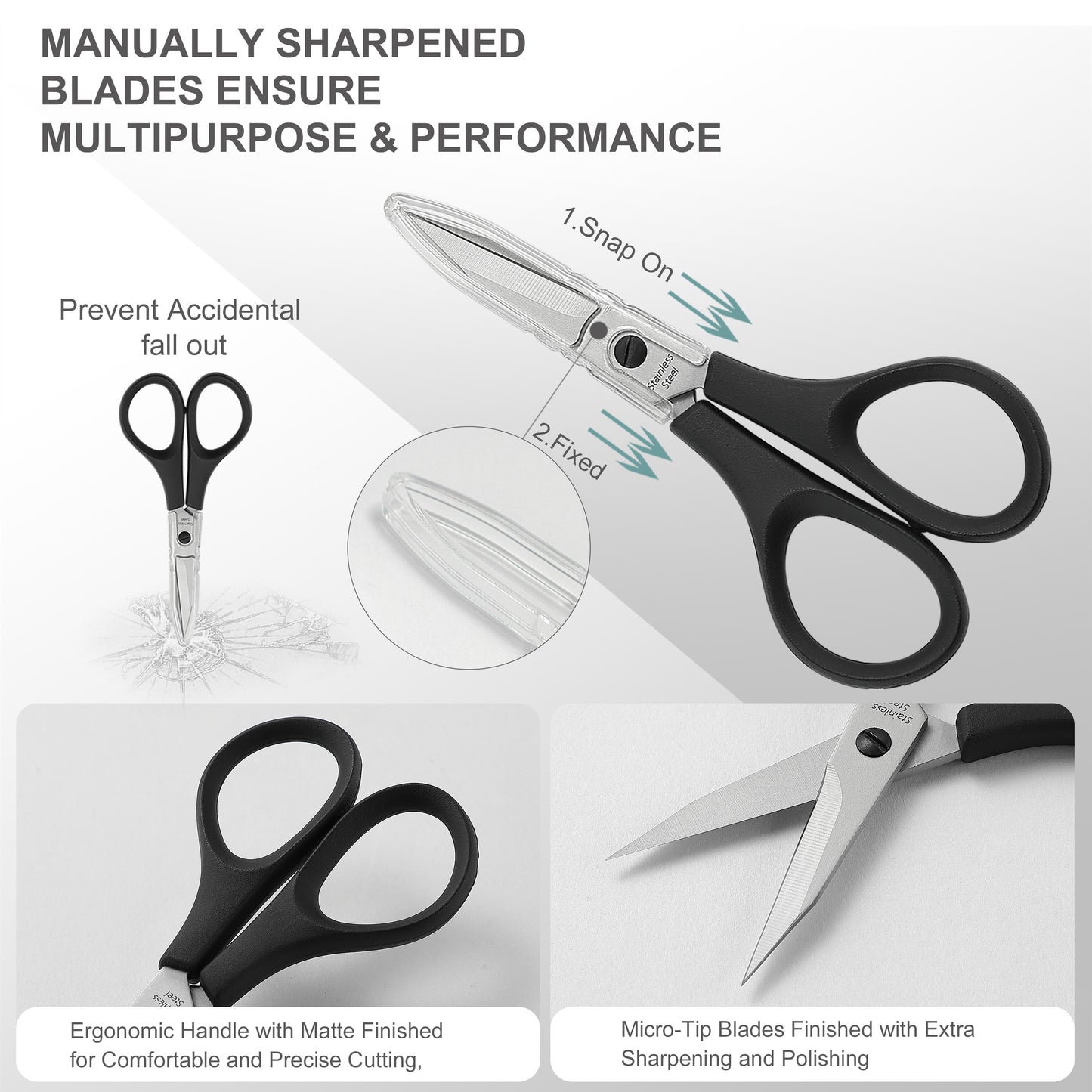 PAFASON Small Stainless Steel Precise Thread Yarn Fabric Detail Paper Cutting Scissor with Safety Cover for DIY Embroidery Quilting Sewing Knitting Crafting Cross Stitch Crochet