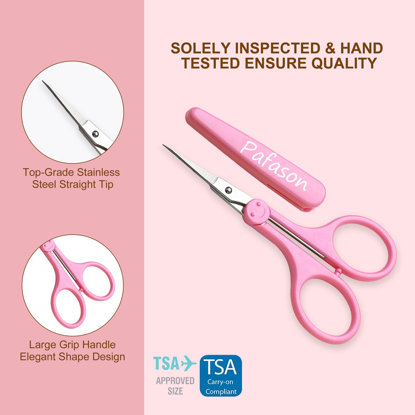 PAFASON 4" Stainless Steel Detail Craft Scissors Set with Straight & Curved Precise Tips & TSA Complied Ideal for Scrapbooking, Paper Yarn Thread Fabric Cutting Sewing Quilting Embroidery Knitting