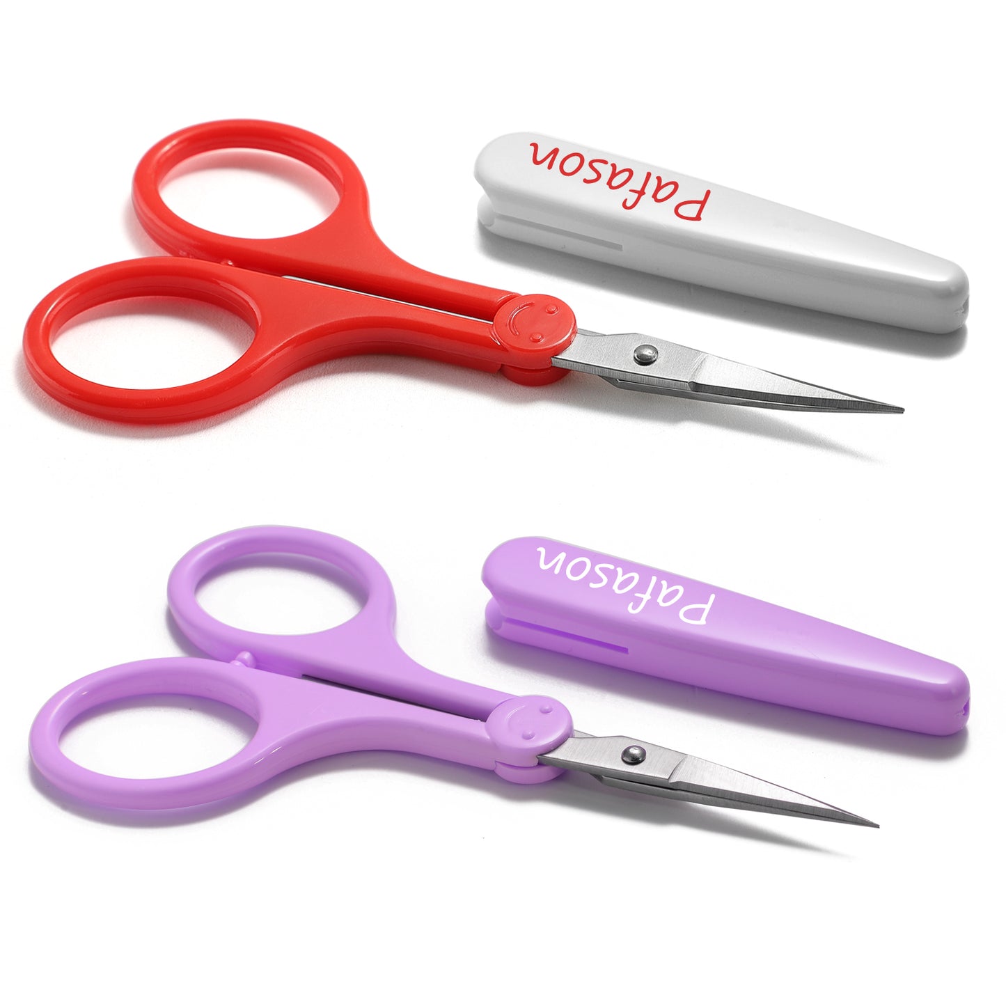 PAFASON 4" Stainless Steel Detail Craft Scissors Set with Straight & Curved Precise Tips & TSA Complied Ideal for Scrapbooking, Paper Yarn Thread Fabric Cutting Sewing Quilting Embroidery Knitting