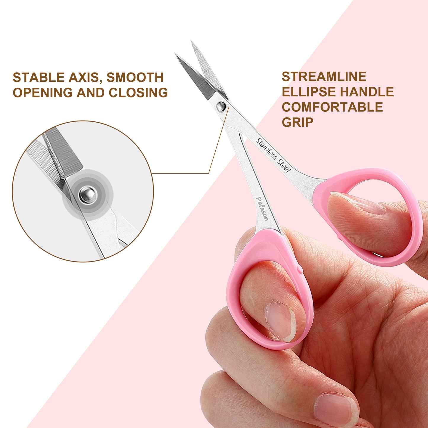 PAFASON Stainless Steel Eyebrow Scissor Set With Safety Cap For Cutting Shaping Eyelash Extensions Eyebrows