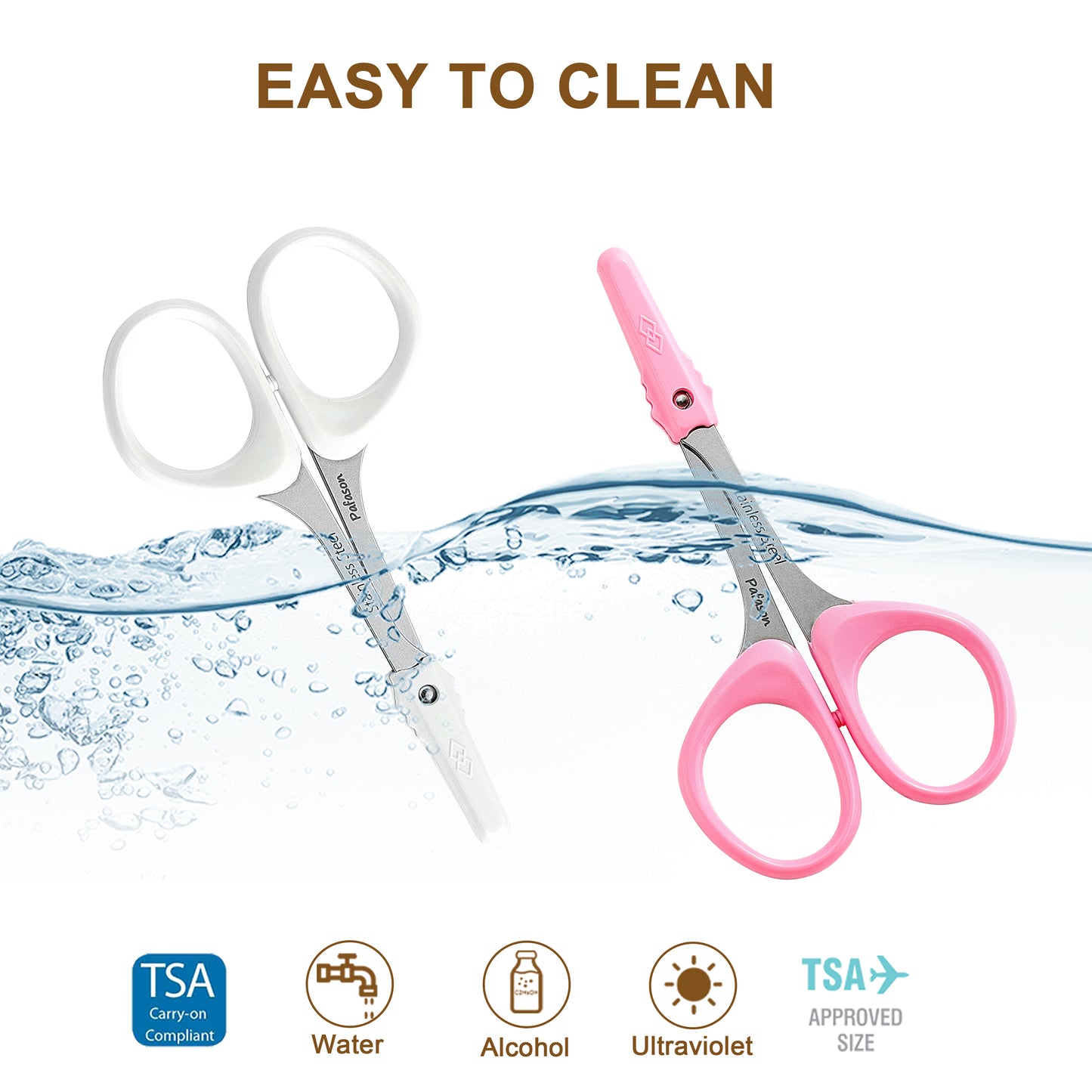 PAFASON Stainless Steel Eyebrow Scissor Set With Safety Cap For Cutting Shaping Eyelash Extensions Eyebrows