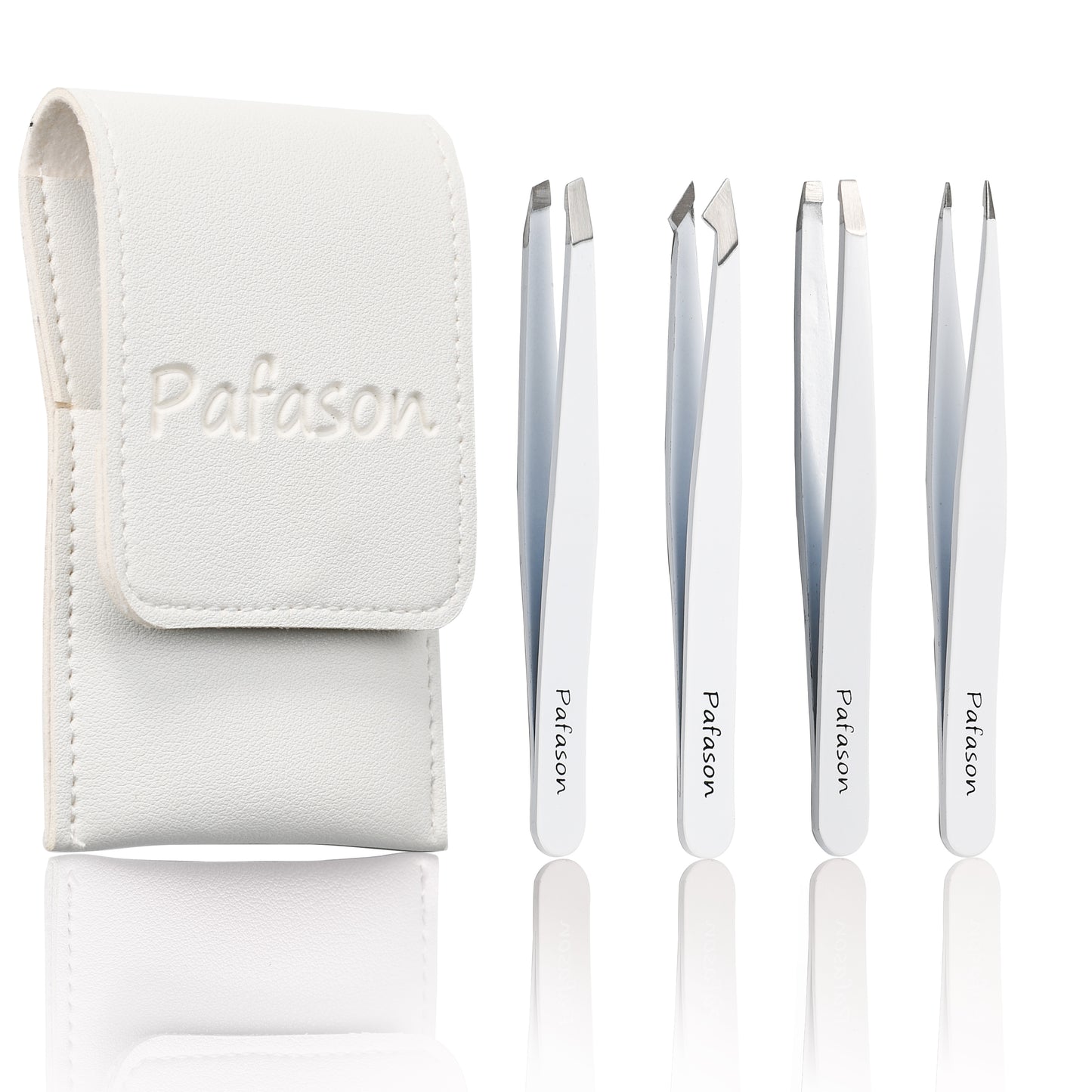 PAFASON® Eyebrow Tweezers Set with Premium PU Leather Travel Case-Professional Stainless Steel & High Precision Tweezer Kit for Eyebrow Facial Hair Removal Ingrown Hair Splinter Eyelash for Women & Men