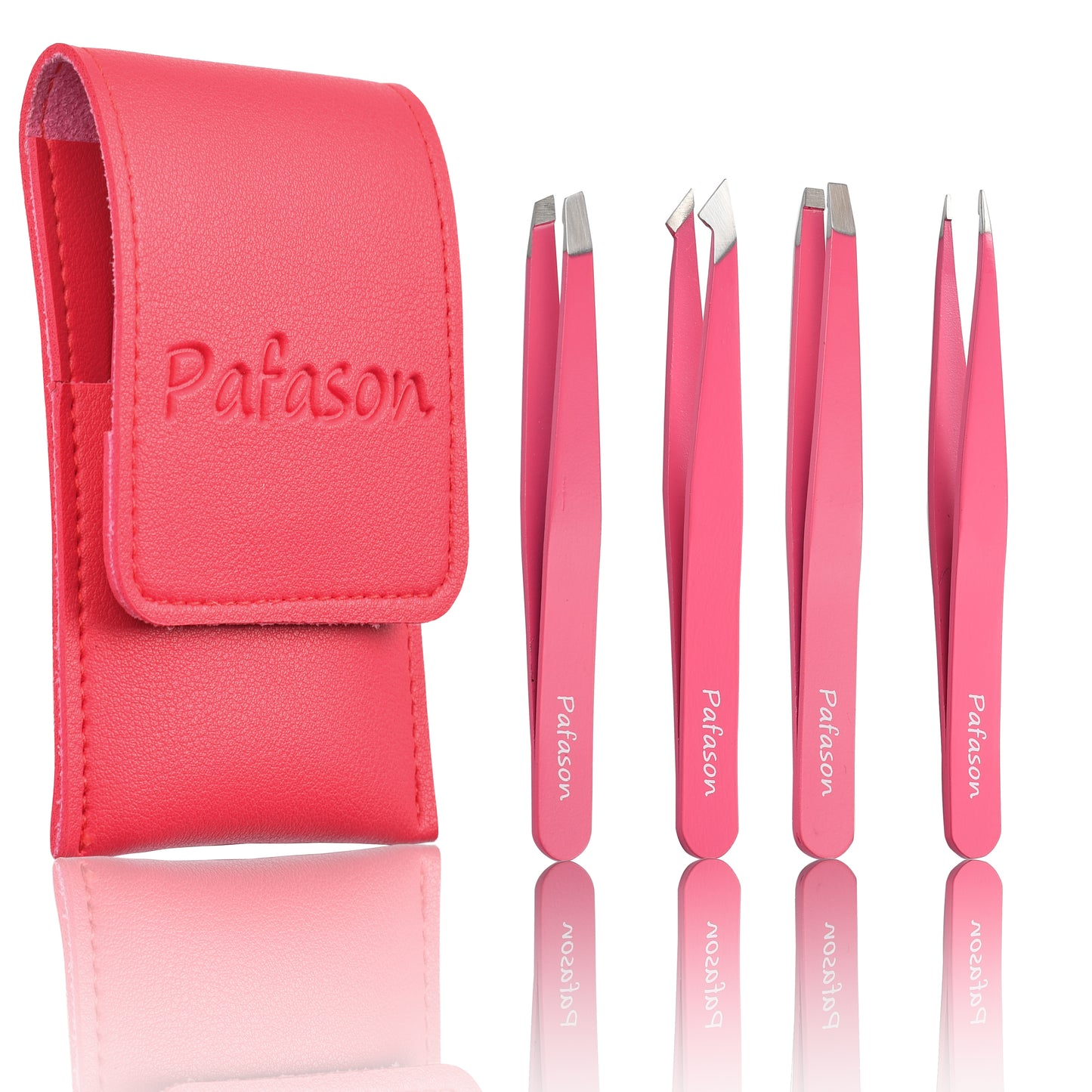 PAFASON® Eyebrow Tweezers Set with Premium PU Leather Travel Case-Professional Stainless Steel & High Precision Tweezer Kit for Eyebrow Facial Hair Removal Ingrown Hair Splinter Eyelash for Women & Men