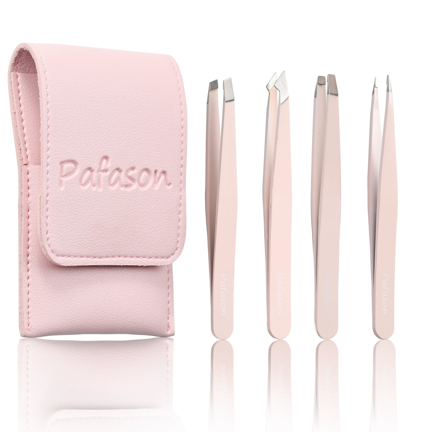 PAFASON® Eyebrow Tweezers Set with Premium PU Leather Travel Case-Professional Stainless Steel & High Precision Tweezer Kit for Eyebrow Facial Hair Removal Ingrown Hair Splinter Eyelash for Women & Men