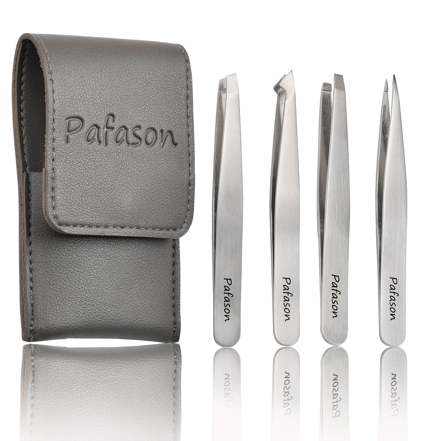 PAFASON® Eyebrow Tweezers Set with Premium PU Leather Travel Case-Professional Stainless Steel & High Precision Tweezer Kit for Eyebrow Facial Hair Removal Ingrown Hair Splinter Eyelash for Women & Men
