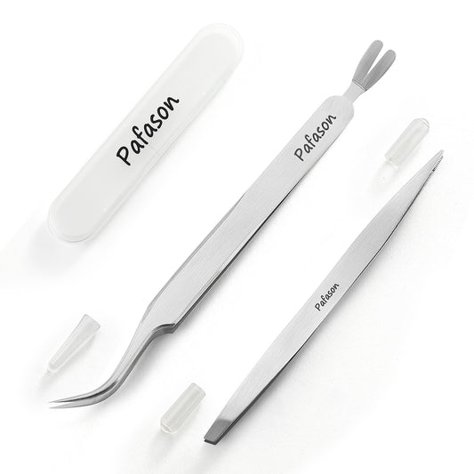 PAFASON® Stainless Steel Premium Dual Tipped Tick Removal Tweezer Set - Remover for Dogs, Cats and Humans with Storage Case