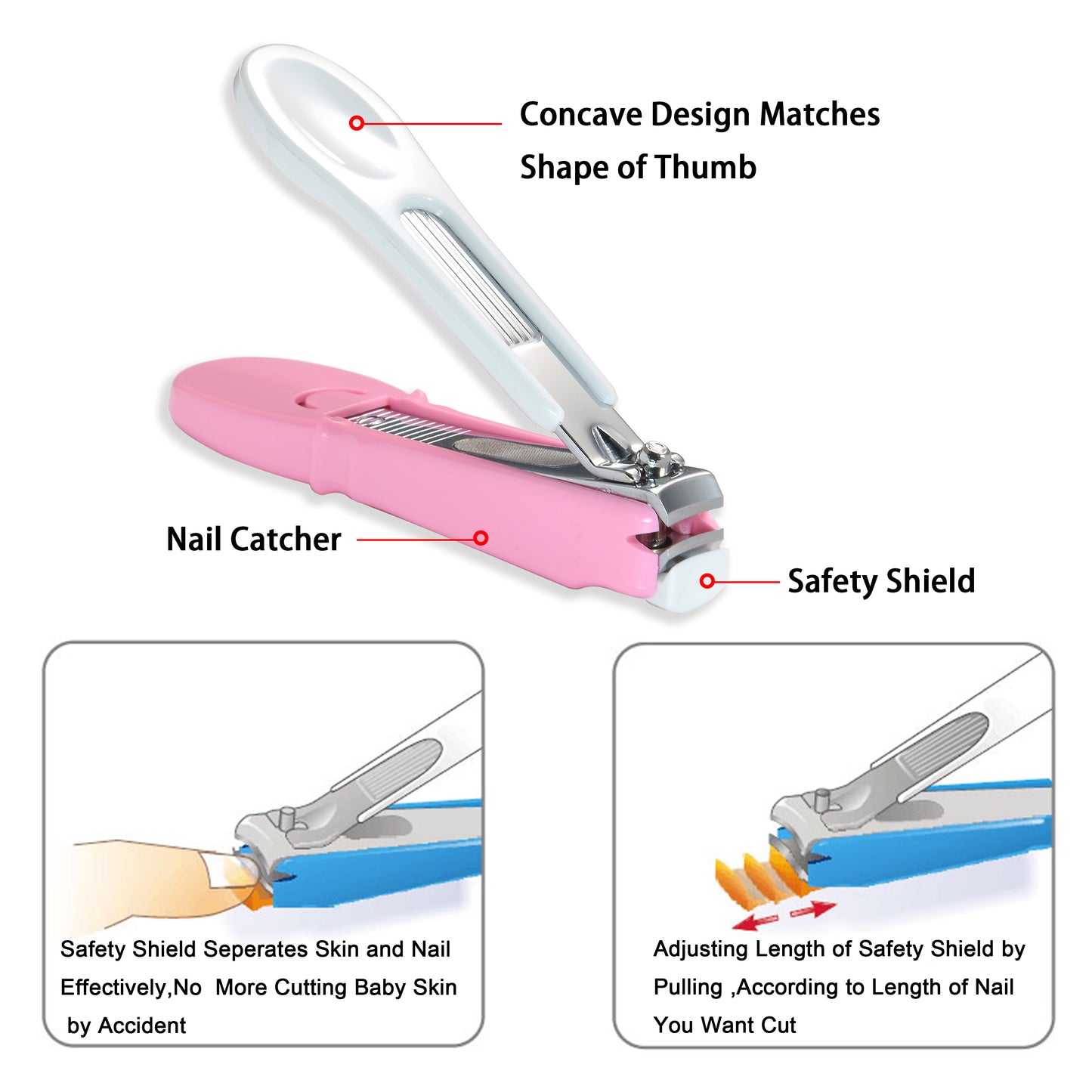 PAFASON® Baby Safety Nail Clipper with Nail Catcher and Baby Glass Nail File, Czech Float Glass, Stainless Steel, Ideal Shower Gift for Young Children, Infant, Newborns, Babies,Toddlers