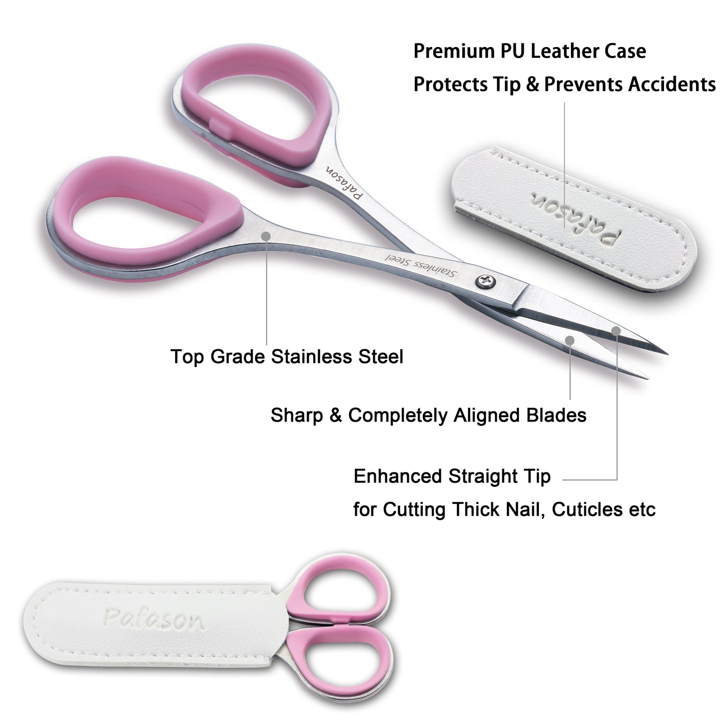 PAFASON® Stainless Steel Curved and Straight Nail Cuticle Manicure Scissor Set Multi-Purpose Pedicure Beauty Grooming Tool for Nail, Dry Skin