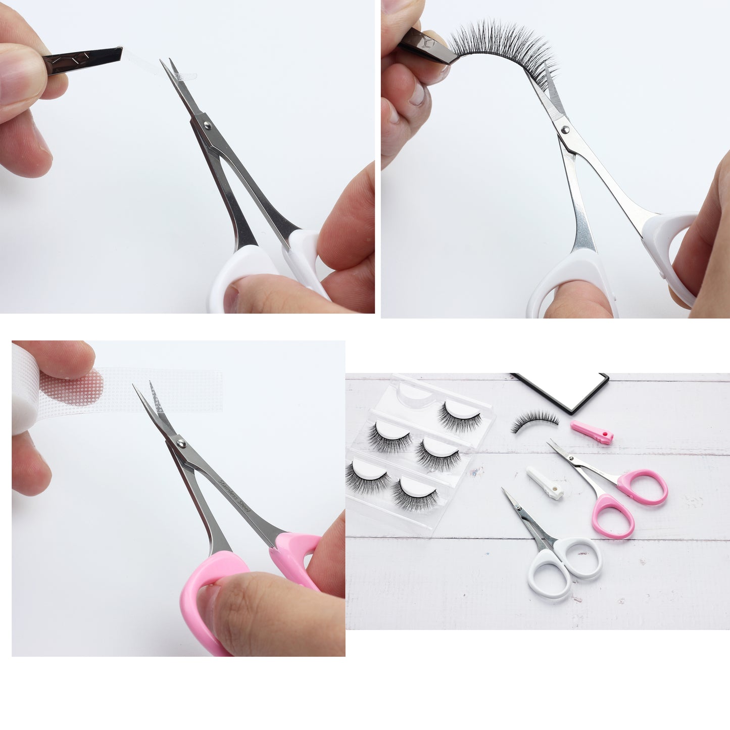 PAFASON® Stainless Steel Curved and Straight Eyebrow Grooming Scissor Set with Safety Cover for Trimming Shaping Eyelash Extensions Eyebrow