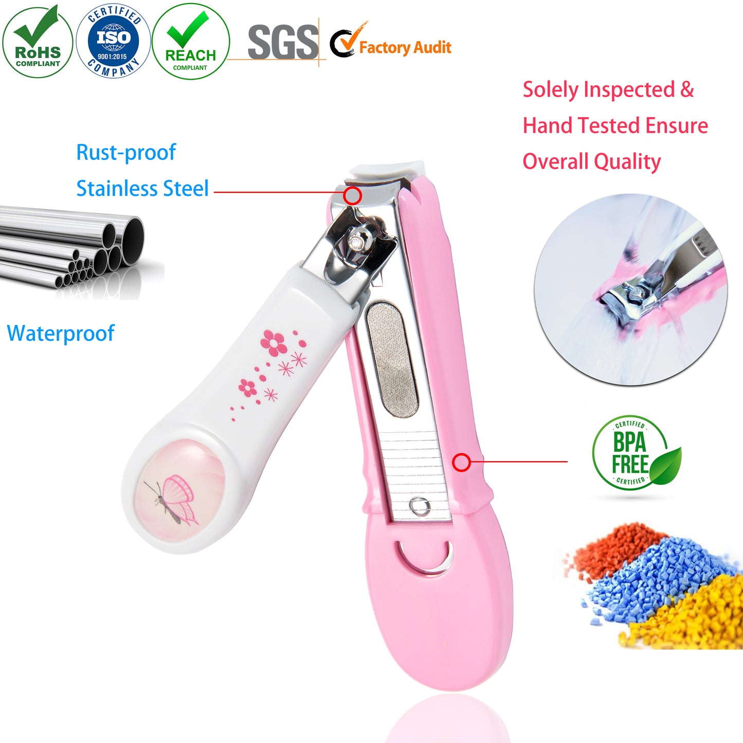 PAFASON® Baby Safety Nail Clipper with Nail Catcher and Baby Glass Nail File, Czech Float Glass, Stainless Steel, Ideal Shower Gift for Young Children, Infant, Newborns, Babies,Toddlers