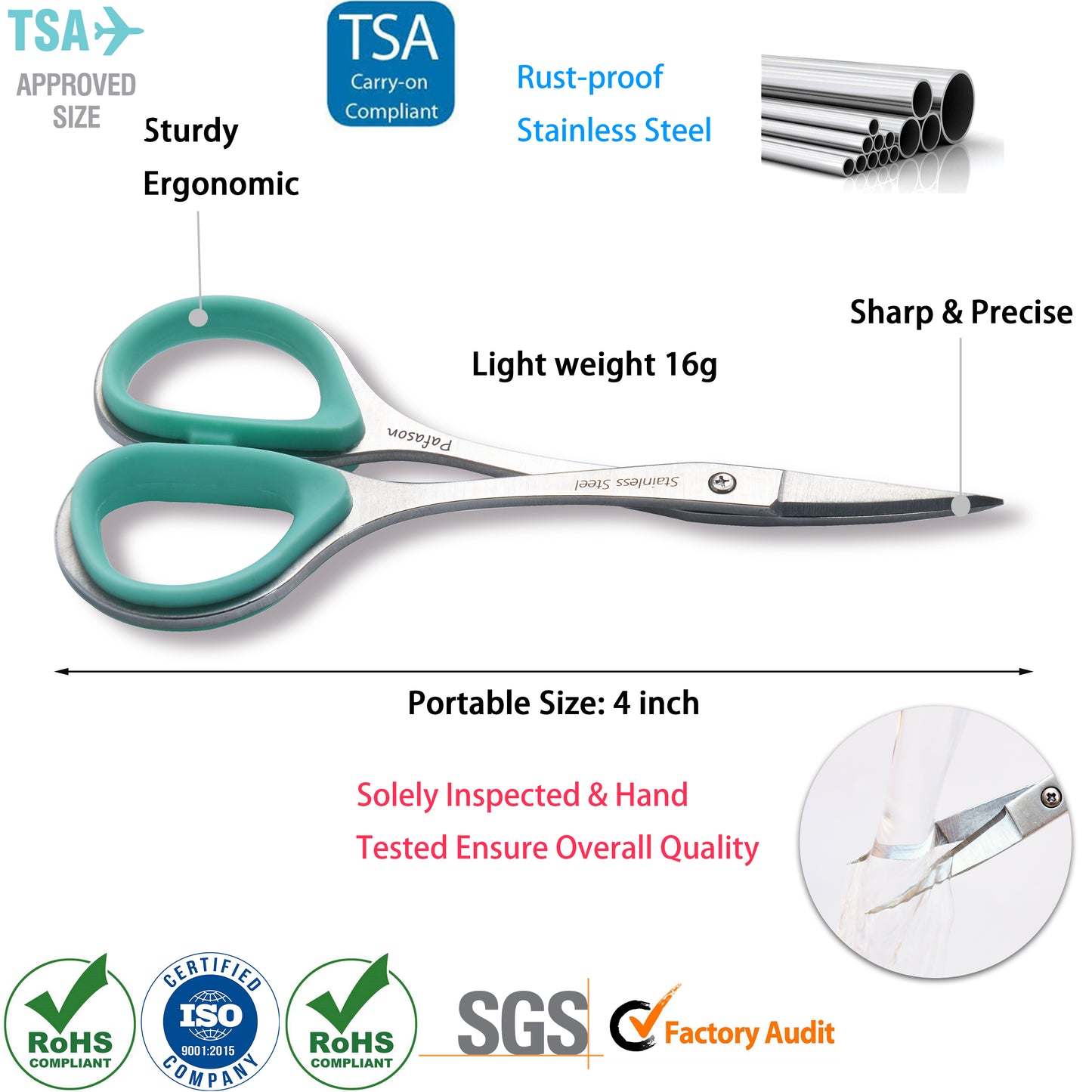 PAFASON® Stainless Steel Curved and Straight Nail Cuticle Manicure Scissor Set Multi-Purpose Pedicure Beauty Grooming Tool for Nail, Dry Skin