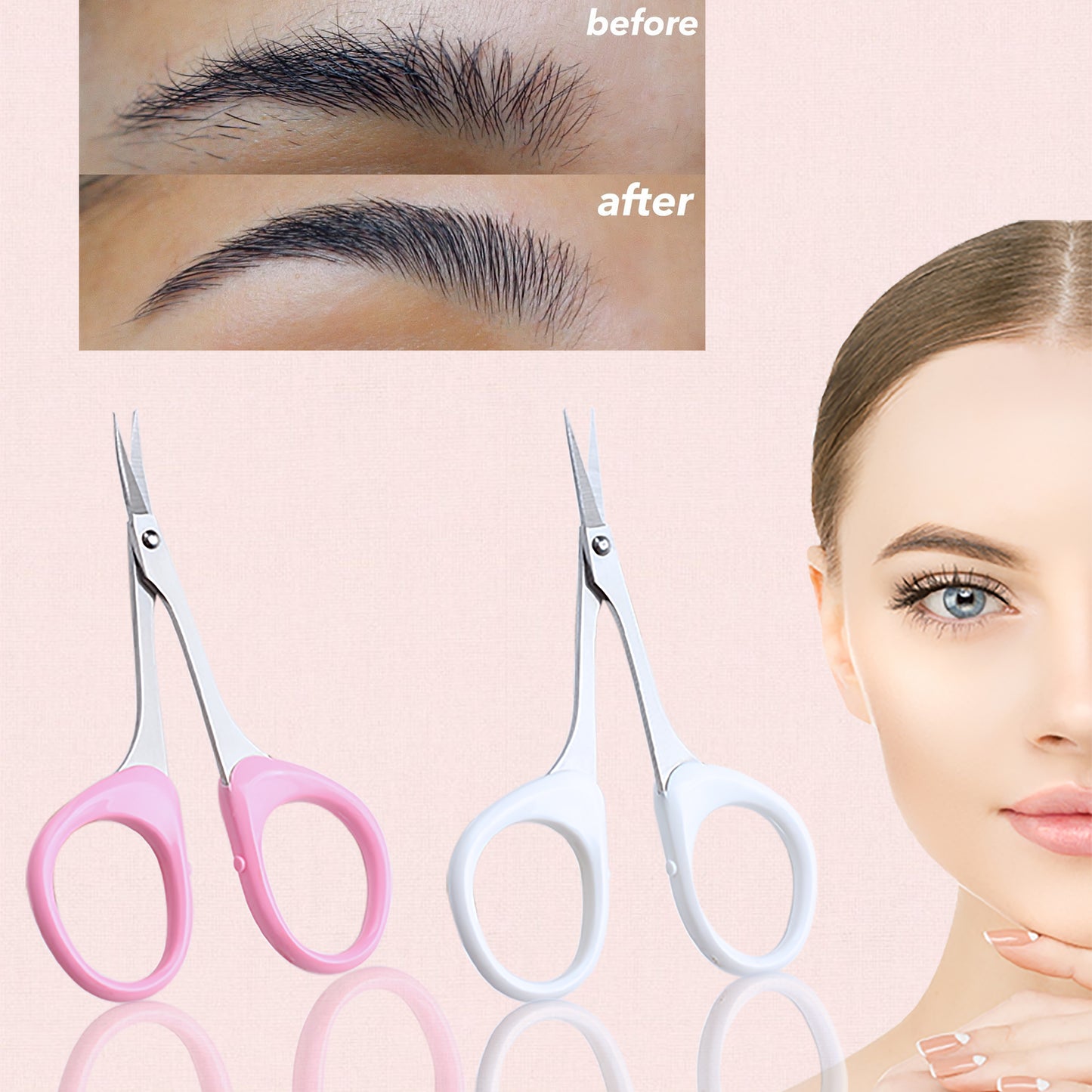 PAFASON® Stainless Steel Curved and Straight Eyebrow Grooming Scissor Set with Safety Cover for Trimming Shaping Eyelash Extensions Eyebrow