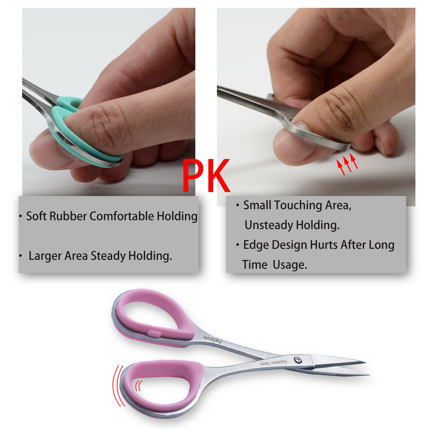 PAFASON® Stainless Steel Curved and Straight Nail Cuticle Manicure Scissor Set Multi-Purpose Pedicure Beauty Grooming Tool for Nail, Dry Skin