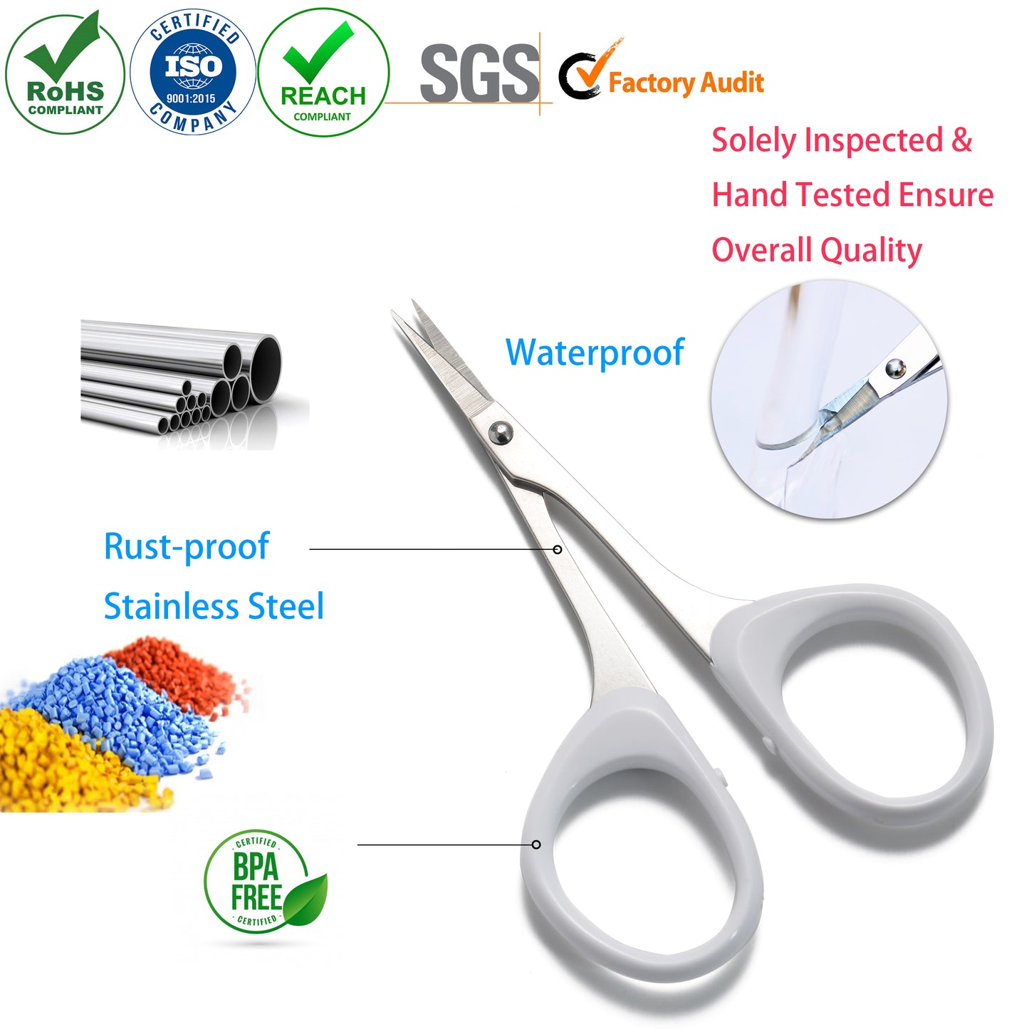 PAFASON® Stainless Steel Curved and Straight Eyebrow Grooming Scissor Set with Safety Cover for Trimming Shaping Eyelash Extensions Eyebrow