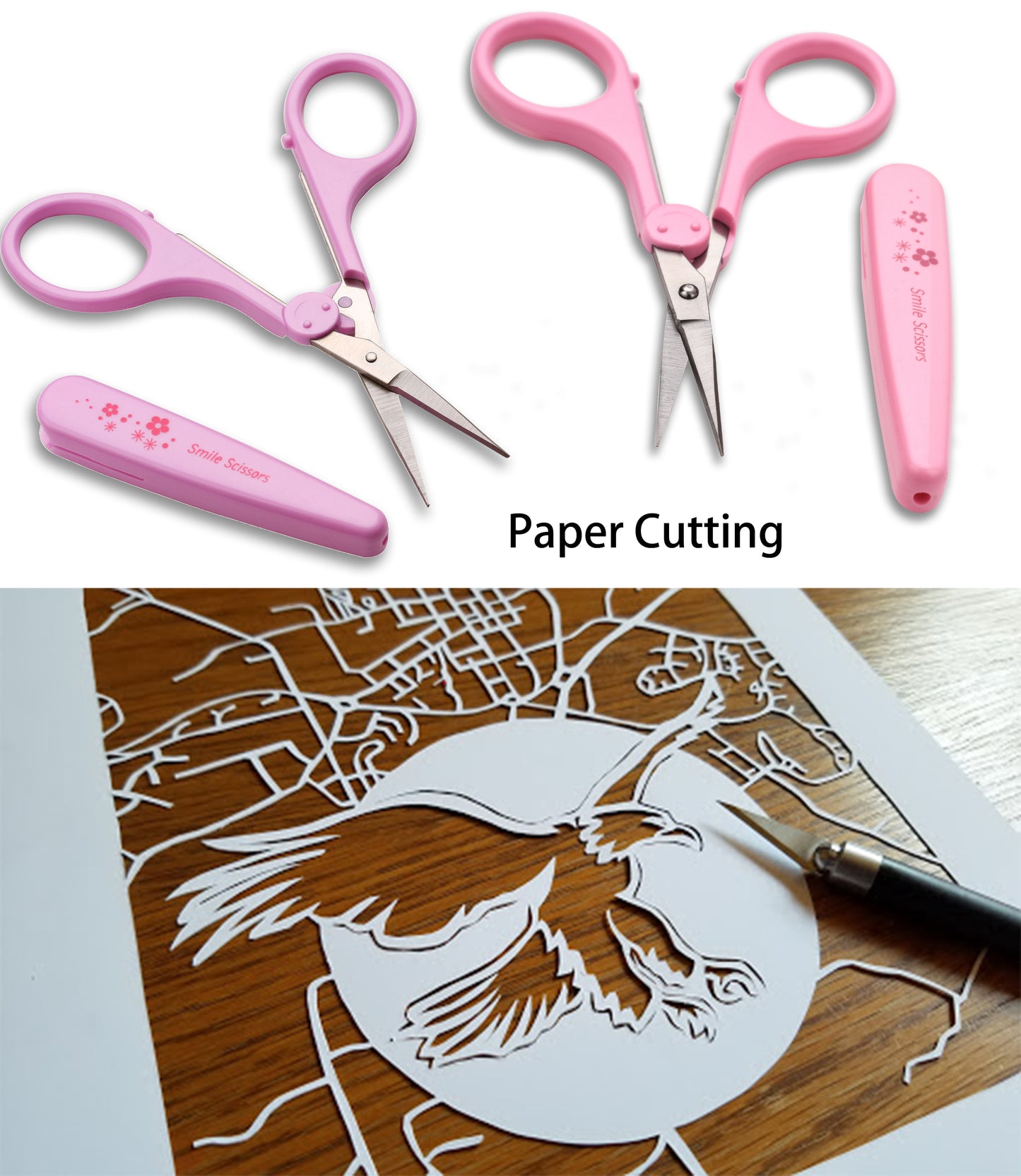 PAFASON® 4" Stainless Steel Detail Craft Scissors Set with Straight & Precise Tips & Safety Cover Ideal for Scrapbooking, Paper Cutting, Sewing, Crafting, Quilting