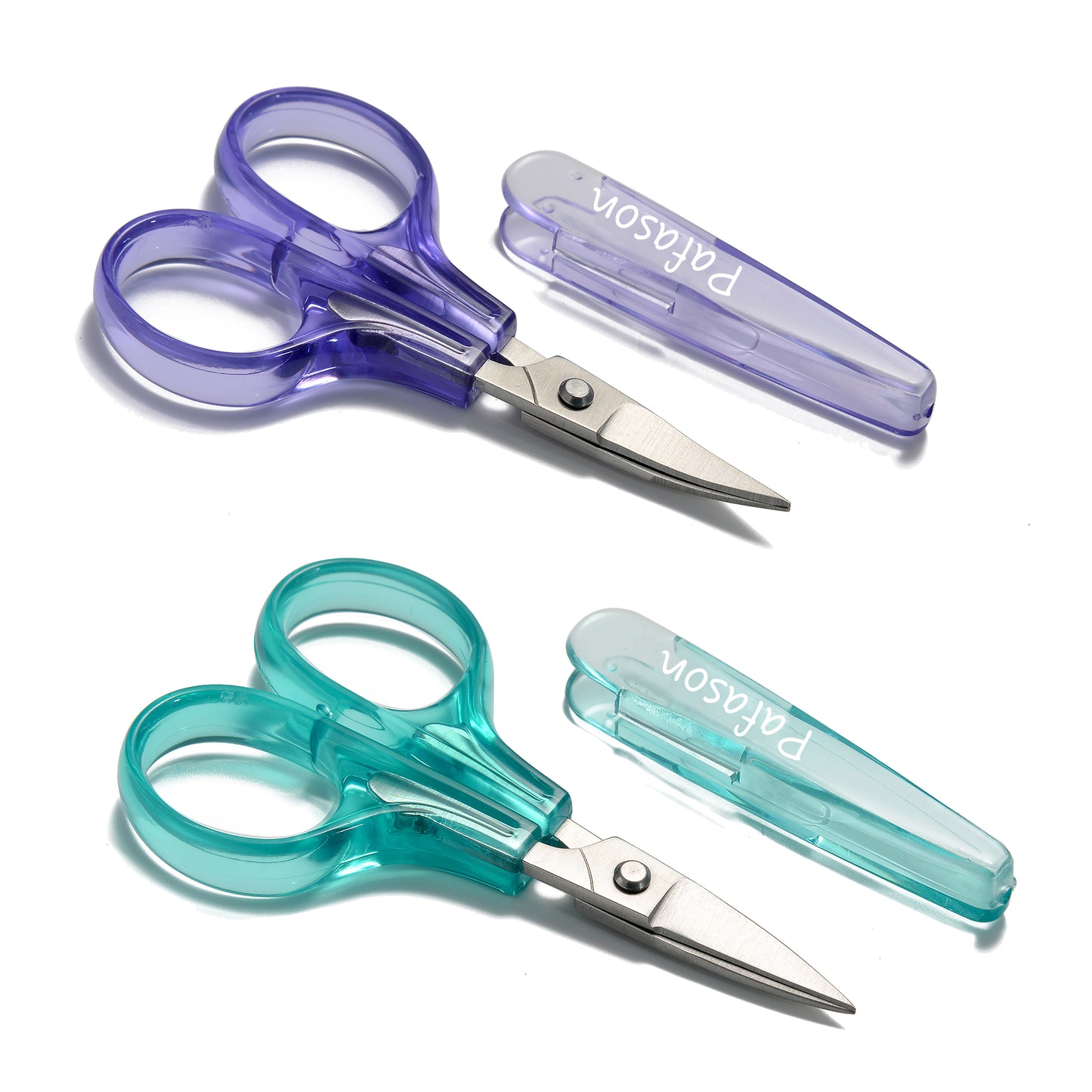 PAFASON® Sharpest and Precise Stainless Steel Curved & Straight Thread Yarn Cutting Scissors with Protective Cover - Ideal for Embroidery, Quilting, Sewing, Knitting, Crafting