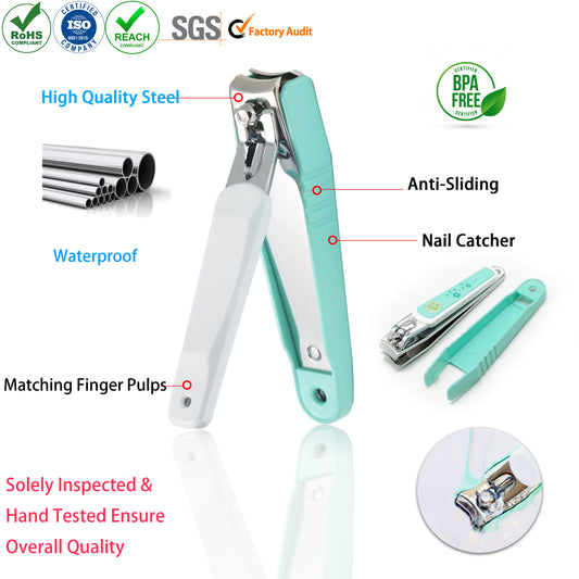 PAFASON® Nail Clipper Set with Nail Catcher & Nail File - Ultra Sharp Sturdy No Splash Fingernail and Toenail Clippers for Men and Women