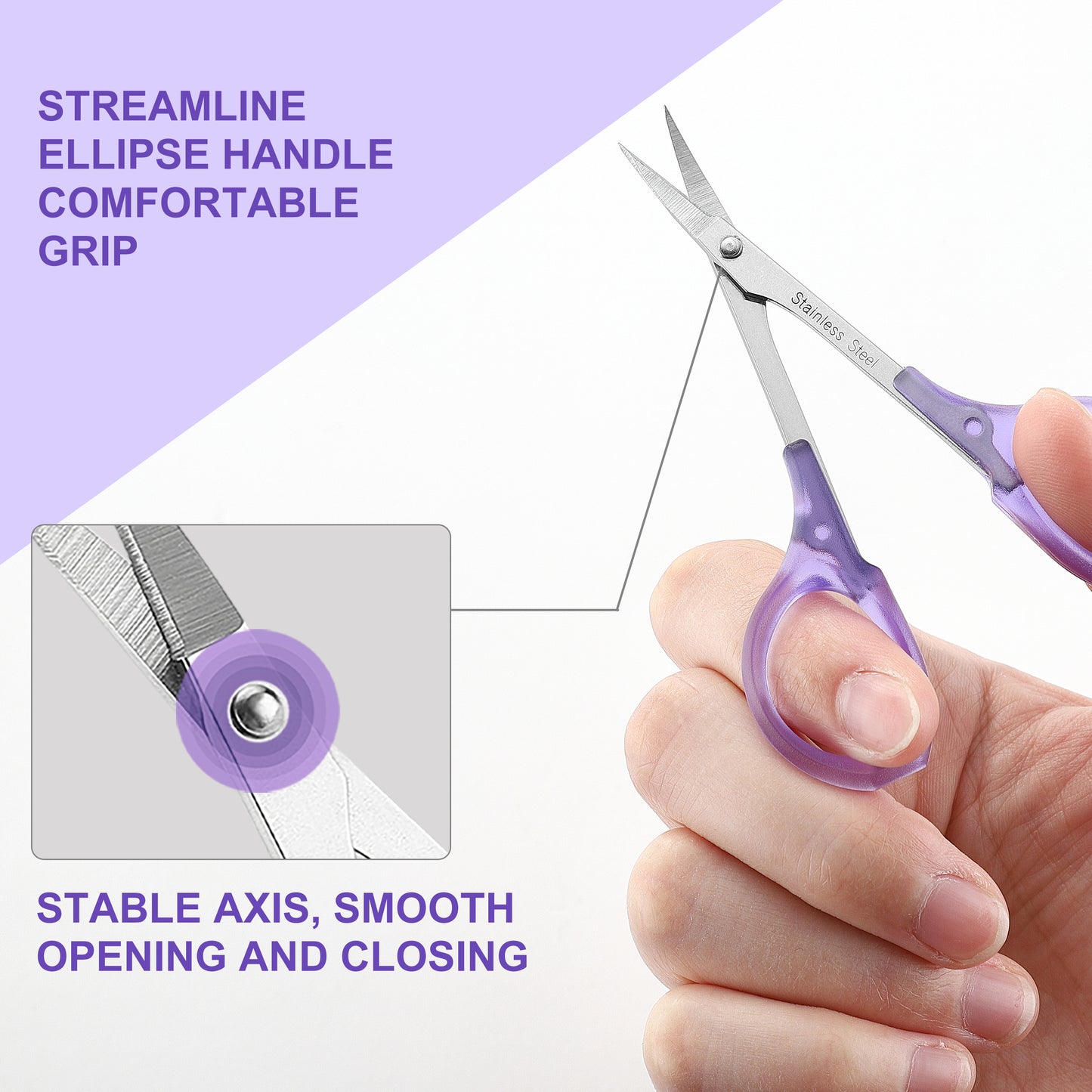 PAFASON Stainless Steel Curved and Straight Eyebrow Grooming Scissor Set with Safety Cover for Trimming Shaping Eyelash Extensions Eyebrow