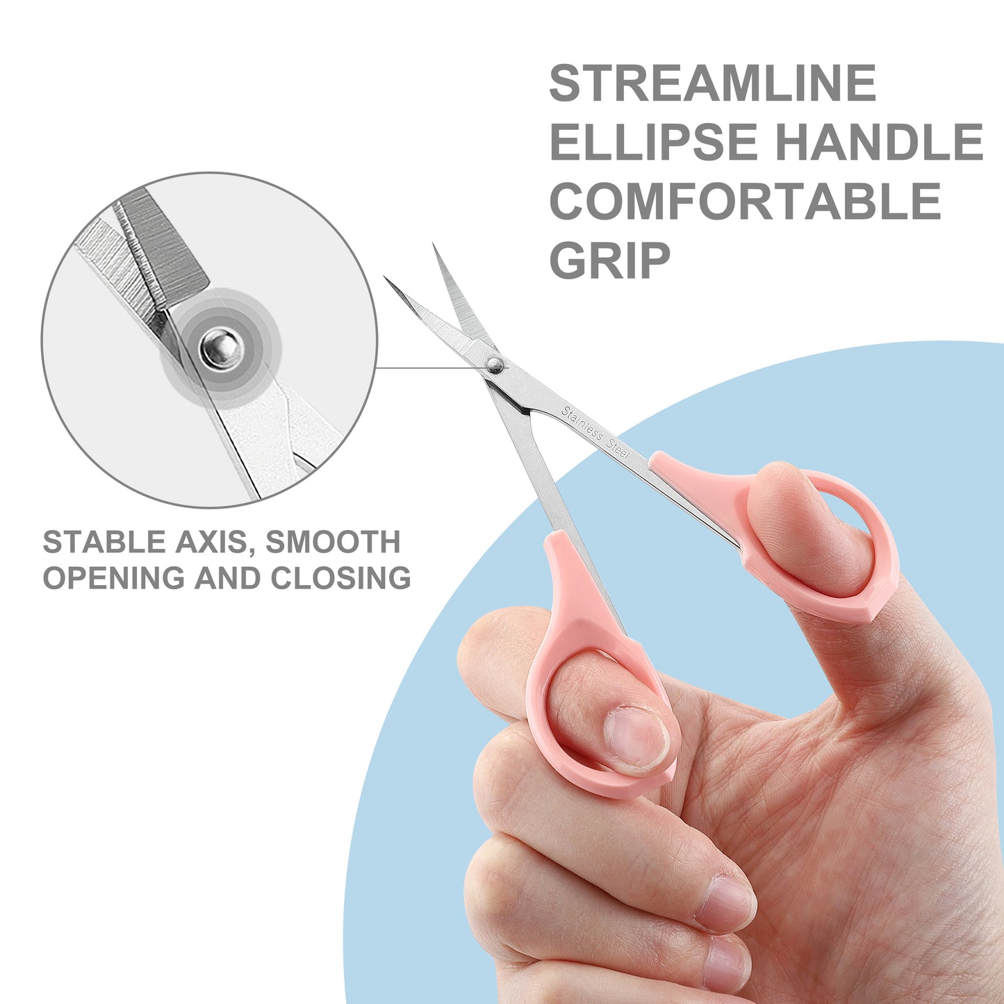 PAFASON Stainless Steel Curved and Straight Eyebrow Grooming Scissor Set with Safety Cover for Trimming Shaping Eyelash Extensions Eyebrow