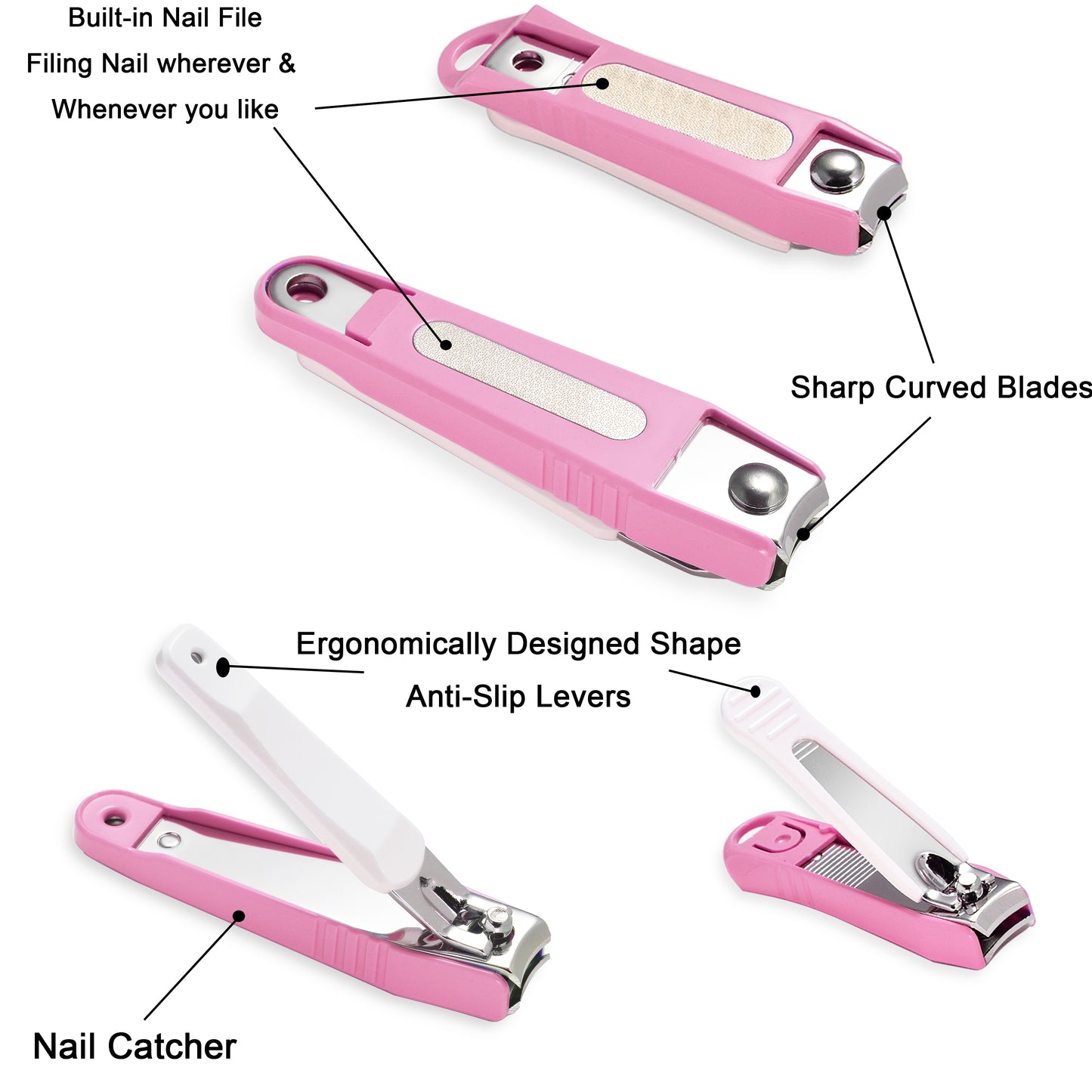 PAFASON® Nail Clipper Set with Nail Catcher & Nail File Super Sharp for Fingernail & Toenail Clippers for Men & Women