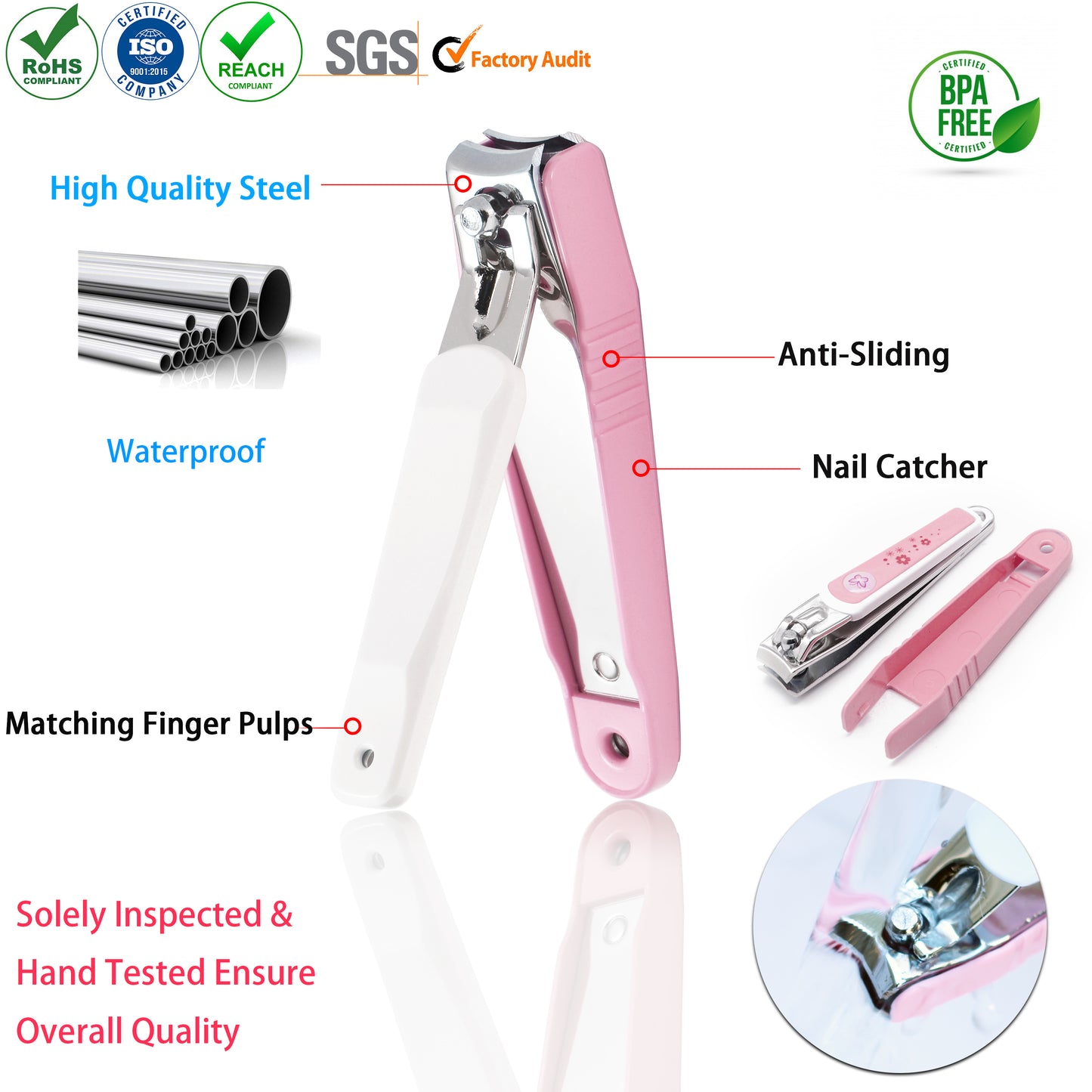 PAFASON® Nail Clipper Set with Nail Catcher & Nail File Super Sharp for Fingernail & Toenail Clippers for Men & Women