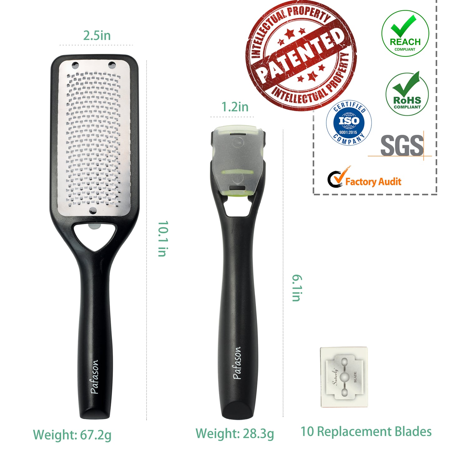 PAFASON® Stainless Steel 304 Foot Files Colossal Foot Scrubber Callus Shaver Heel Scraper Callus Remover Foot Rasp - Pedicure Kit for removing Hard Skin on Wet & Dry Feet Surgical Grade