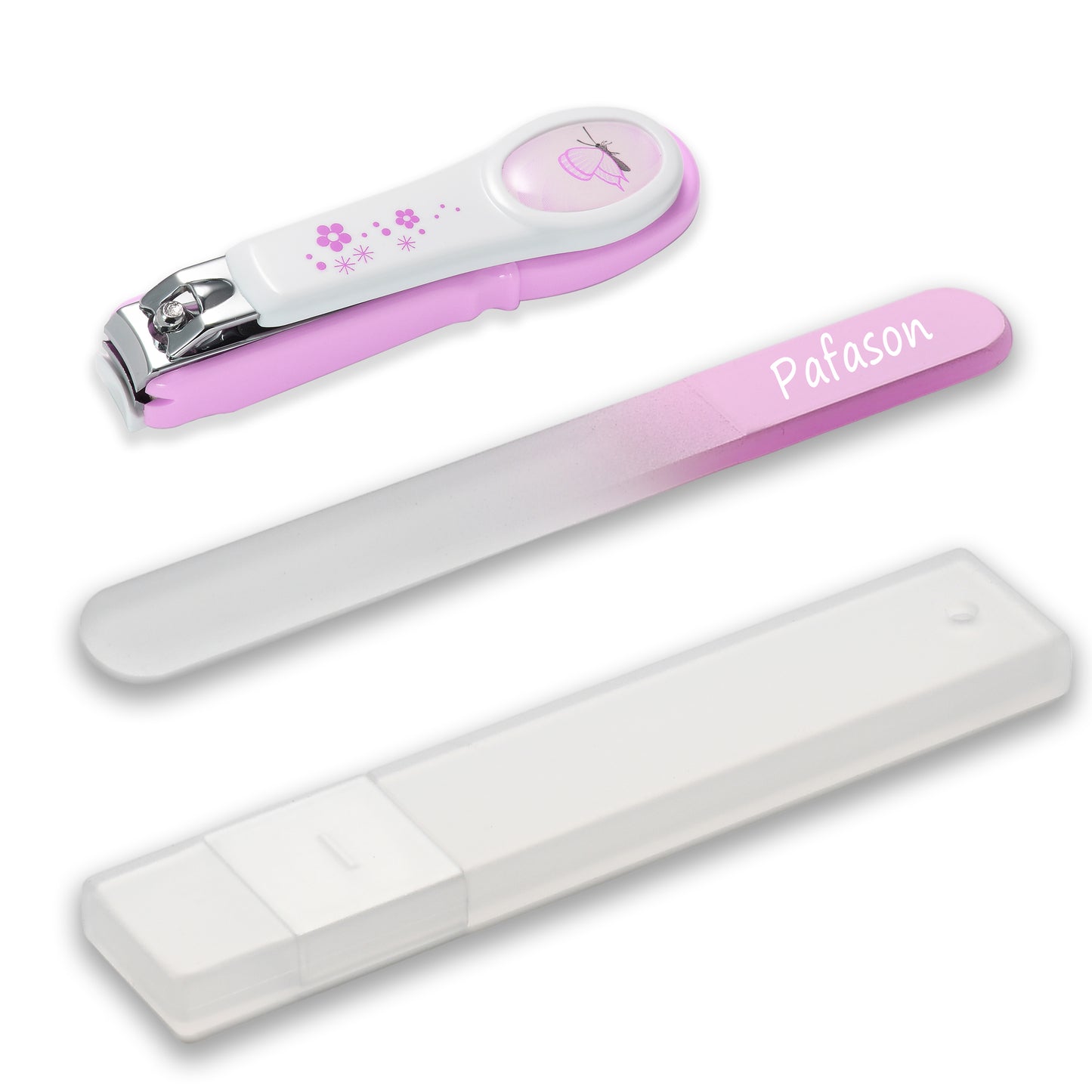PAFASON Baby Safety Nail Clipper Cutter Nail Catcher Baby Glass Nail File Double-Sided Crystal Glass with Case Ideal for Young Children Infant Newborns Toddlers Fingernail and Toenail Cutting