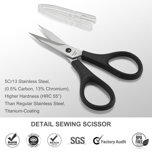 PAFASON Small Stainless Steel Precise Thread Yarn Fabric Detail Paper Cutting Scissor with Safety Cover for DIY Embroidery Quilting Sewing Knitting Crafting Cross Stitch Crochet