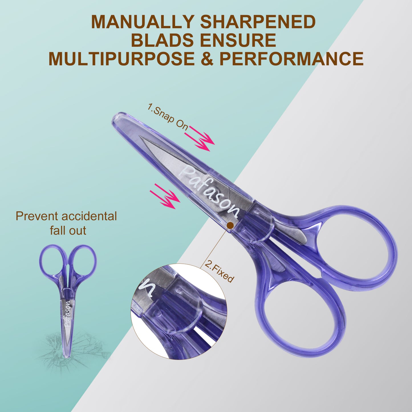 PAFASON® Sharpest and Precise Stainless Steel Curved & Straight Thread Yarn Cutting Scissors with Protective Cover - Ideal for Embroidery, Quilting, Sewing, Knitting, Crafting