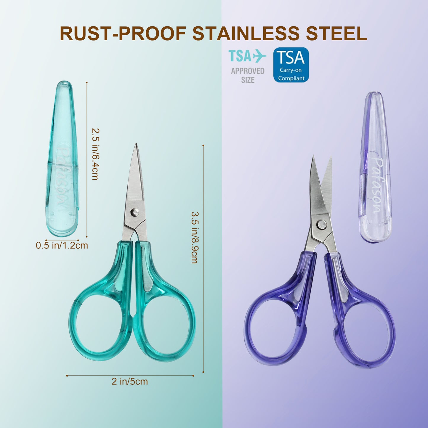 PAFASON® Sharpest and Precise Stainless Steel Curved & Straight Thread Yarn Cutting Scissors with Protective Cover - Ideal for Embroidery, Quilting, Sewing, Knitting, Crafting