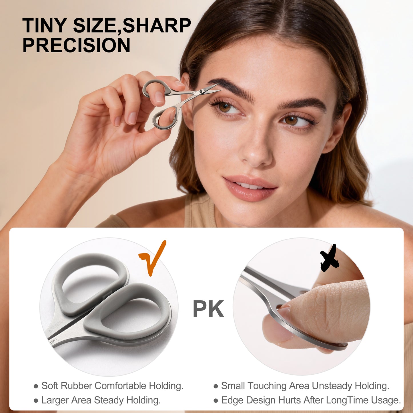 PAFASON High Precision Manicure Scissor Set, 2 PC Multi-Purpose Curved and Straight Cuticle Beauty Grooming Tool for Eyelash, Eyebrow Nail Dry Skin,Stainless Steel, Safety Cases