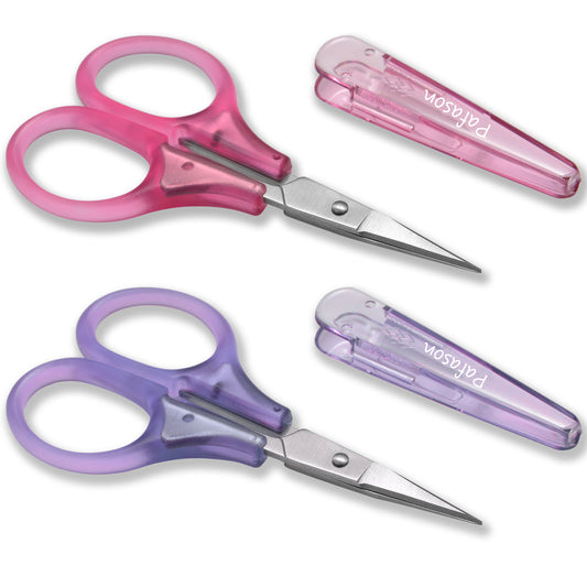 PAFASON Small Stainless Steel Precise Embroidery Scrapbooking Quilting Crafting Sewing Thread Yarn Fabric Cross Stitch Crochet Knitting Detail Cutting Travel Scissors with Safe Cap n TSA Complied