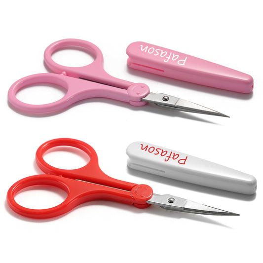 PAFASON 4" Stainless Steel Detail Craft Scissors Set with Straight & Curved Precise Tips & TSA Complied Ideal for Scrapbooking, Paper Yarn Thread Fabric Cutting Sewing Quilting Embroidery Knitting