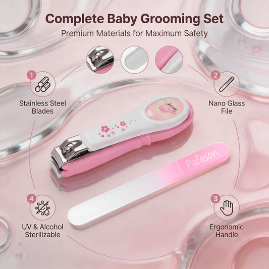 PAFASON Baby Safety Nail Clipper Cutter Trimmer with Nail Catcher and Baby Glass Nail File, Czech Float Glass, Stainless Steel Ideal for Young Children Infant, Newborns Toddlers