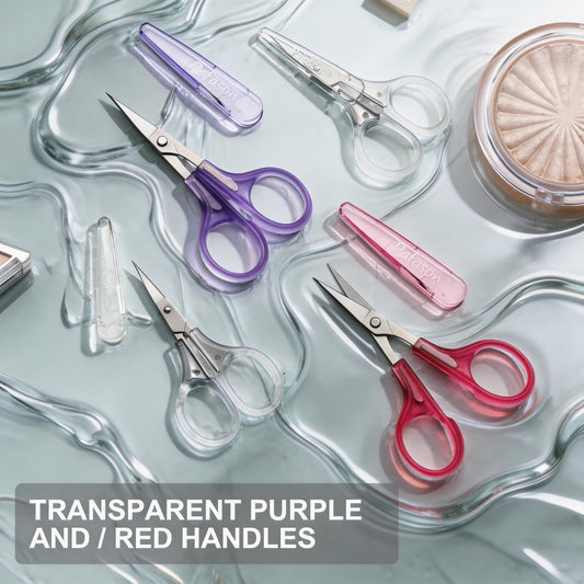 PAFASON Small Travel Craft Scissors Set Straight Curved Precision Tip All Purpose for Scrapbooking Quilting Sewing Knitting Embroidery Cross Stitch Crochet Thread Yarn Paper Detail Cutting Safety Case