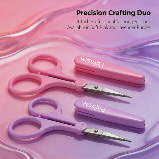 PAFASON Small Travel Craft Scissors Set Straight Precision Tip All Purpose for Scrapbooking Quilting Sewing Knitting Embroidery Cross Stitch Crochet Thread Yarn Paper Fabric Detail Cutting, Safety Case