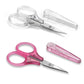 PAFASON Small Travel Embroidery Craft Scissors Set Straight Curved Tip  Stainless Steel for Scrapbooking Quilting Sewing Knitting Cross Stitch Crochet Thread Yarn Paper Detail Cutting Safety Case