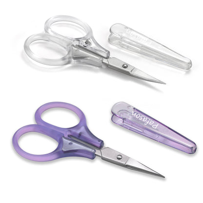 PAFASON Small Travel Embroidery Craft Scissors Set Straight Curved Tip  Stainless Steel for Scrapbooking Quilting Sewing Knitting Cross Stitch Crochet Thread Yarn Paper Detail Cutting Safety Case