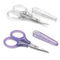 PAFASON Small Travel Embroidery Craft Scissors Set Straight Curved Tip  Stainless Steel for Scrapbooking Quilting Sewing Knitting Cross Stitch Crochet Thread Yarn Paper Detail Cutting Safety Case