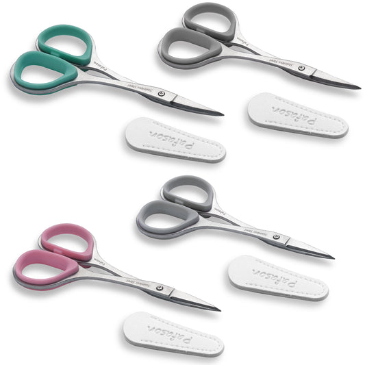 PAFASON Small Travel Sewing Scissors Set Curved Straight Tip All Purpose for Quilting Embroidery Knitting Crafting Cross Stitch Crochet Thread Yarn Paper Fabric Detail Multipurpose Cutting Safety Case