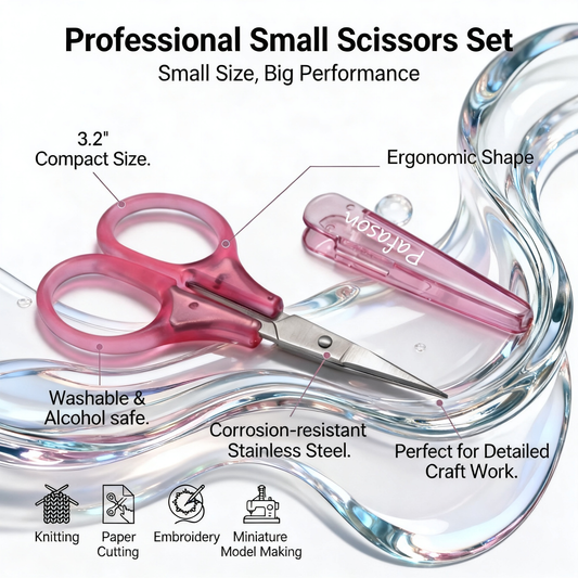 PAFASON Small Travel Craft Scissors Set Straight Precision Tip All Purpose for Scrapbooking Quilting Sewing Knitting Embroidery Cross Stitch Crochet Thread Yarn Paper Detail Fabric Cutting