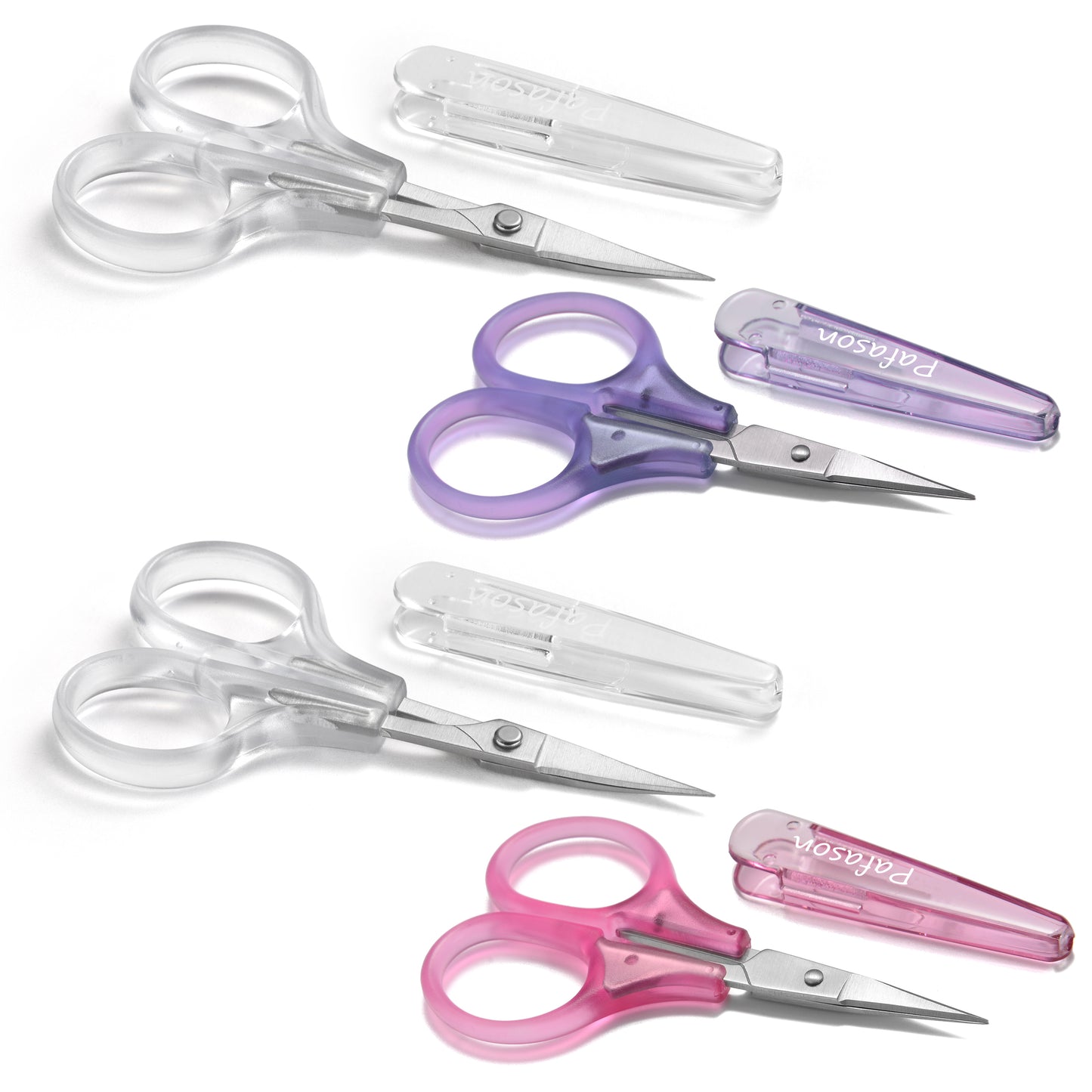 PAFASON Small Travel Craft Scissors Set Straight Curved Precision Tip All Purpose for Scrapbooking Quilting Sewing Knitting Embroidery Cross Stitch Crochet Thread Yarn Paper Detail Cutting Safety Case