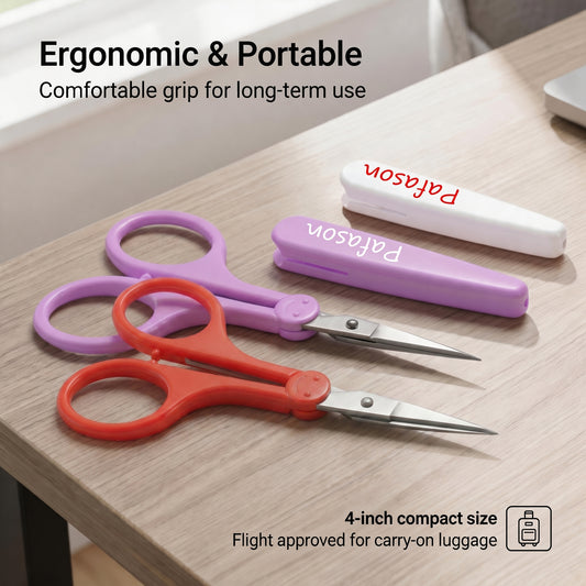 PAFASON Small Travel Sewing Crafting Scissors Set Straight Curved Tip