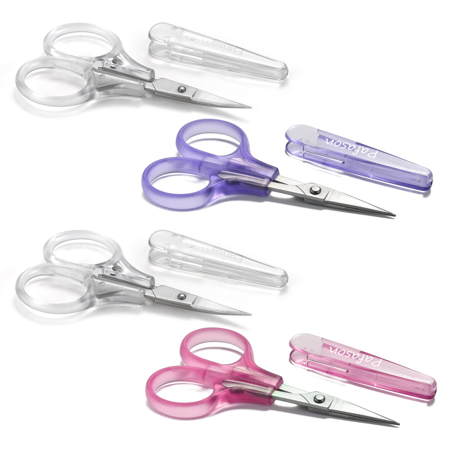 PAFASON Small Travel Craft Scissors Set Straight Curved Precision Tip All Purpose for Scrapbooking Quilting Sewing Knitting Embroidery Cross Stitch Crochet Thread Yarn Paper Detail Cutting Safety Case