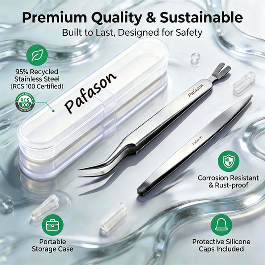 PAFASON Premium Tick Removal Tweezer Tool Set, Dual-Headed, Multi-functional Stainless Steel Twister Remover for Dogs, Cats, Humans, Storage Case