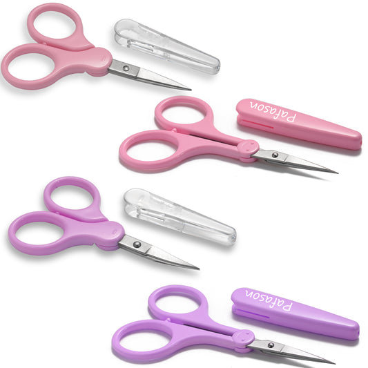 PAFASON Small Travel Craft Scissors Set Straight Curved Tip All Purpose for Scrapbooking Quilting DIY Sewing Knitting Embroidery Cross Stitch Crochet Thread Yarn Paper Detail Fabric Cutting