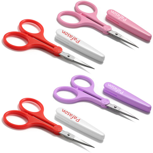 PAFASON Small Travel Craft Scissors Set Straight Curved Tip All Purpose for Scrapbooking Quilting DIY Sewing Knitting Embroidery Cross Stitch Crochet Thread Yarn Paper Detail Fabric Cutting