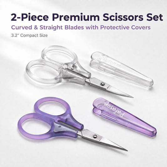 PAFASON Small Travel Embroidery Craft Scissors Set Straight Curved Tip