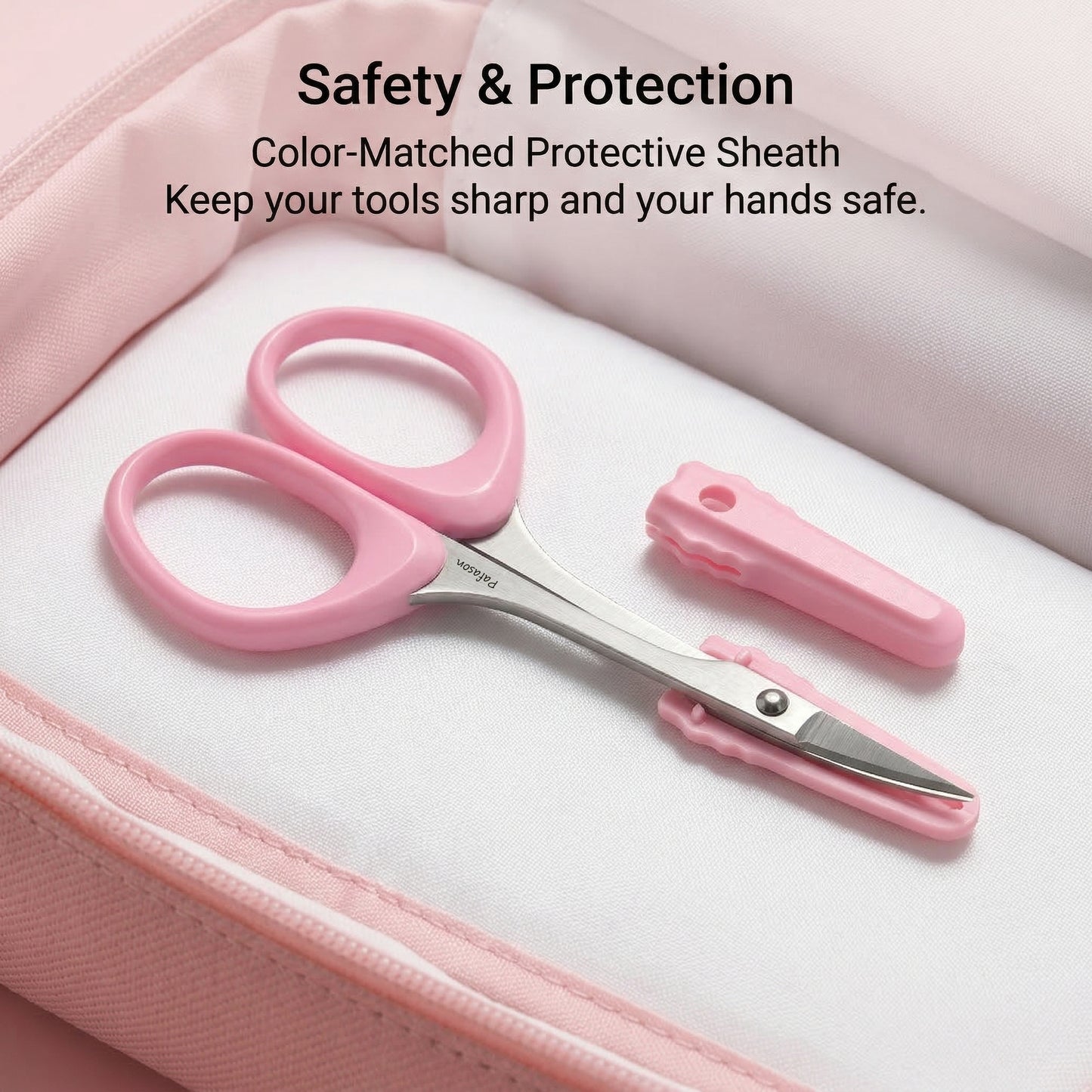 PAFASON Small High Precision Eyebrow Grooming Scissors Set, Beauty Makeup Cosmetic Tool, Curved, Straight Tip, Stainless Steel, Safety Case for Trimming Eyelash Extensions